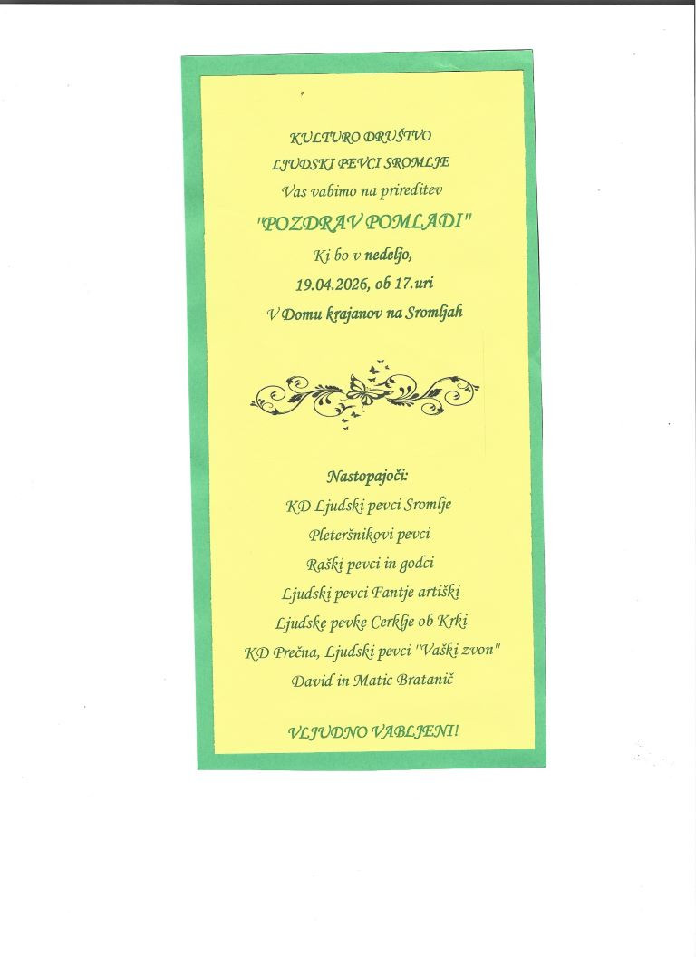 Pozdrav pomladi z Ljudskimi pevci Sromlje
