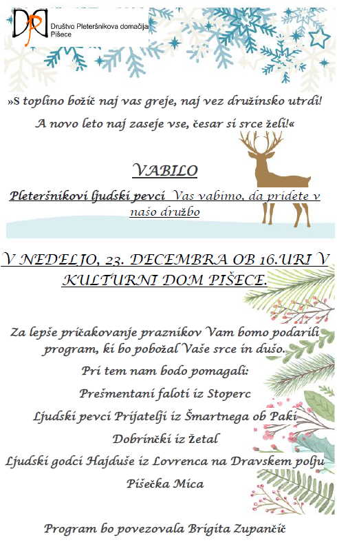 Praznični koncert Pleteršnikovih ljudskih pevcev