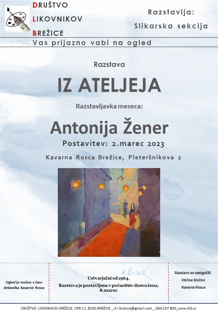 Razstava A.Žener Iz ateljeja, vabilo