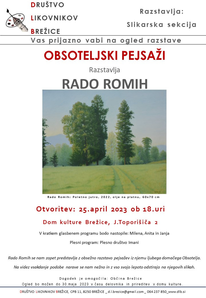 Razstava Obsoteljski pejsaži Rada Romiha