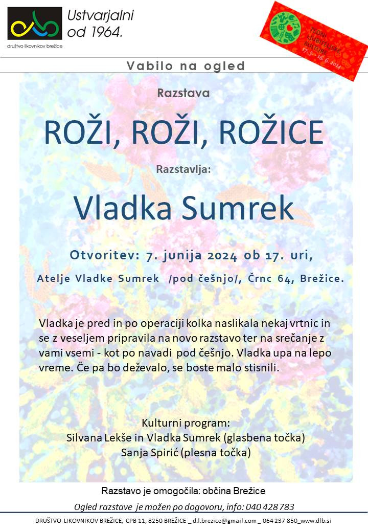 Razstava Vladke Sumrek - Roži, roži, rožice