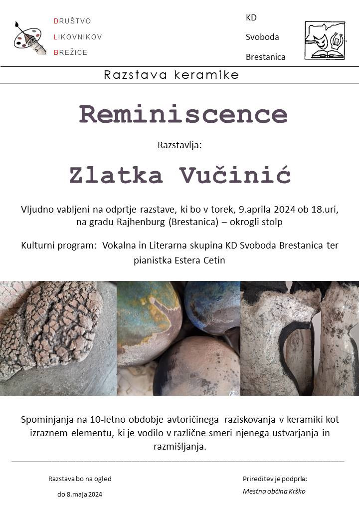Reminiscence - razstava keramike Zlatke Vučinić