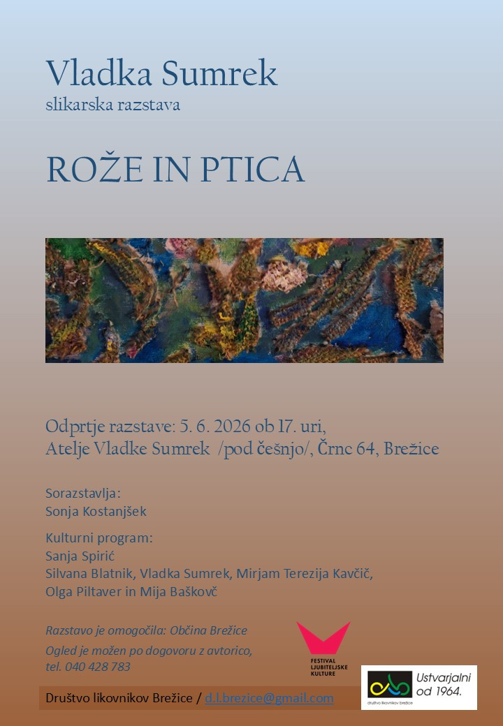 Rože in ptica - slikarska razstava Vladke Sumrek