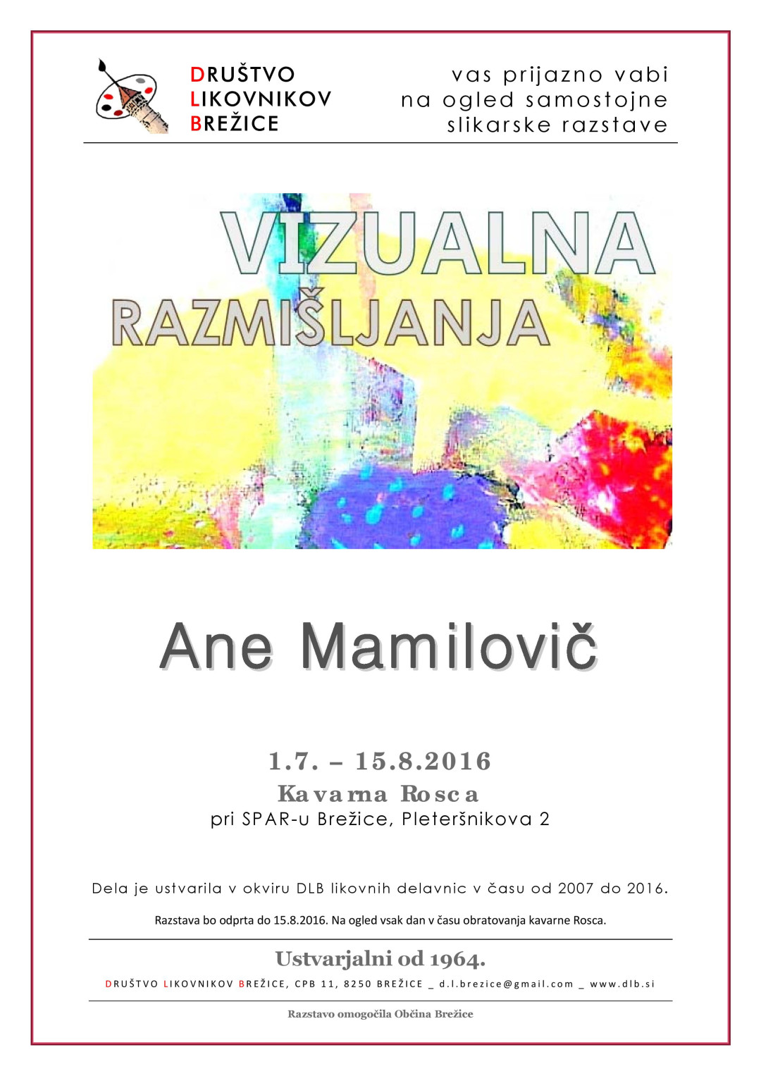 Samostojna razstava Ane Mamilovič - Vizualna razmišljanja