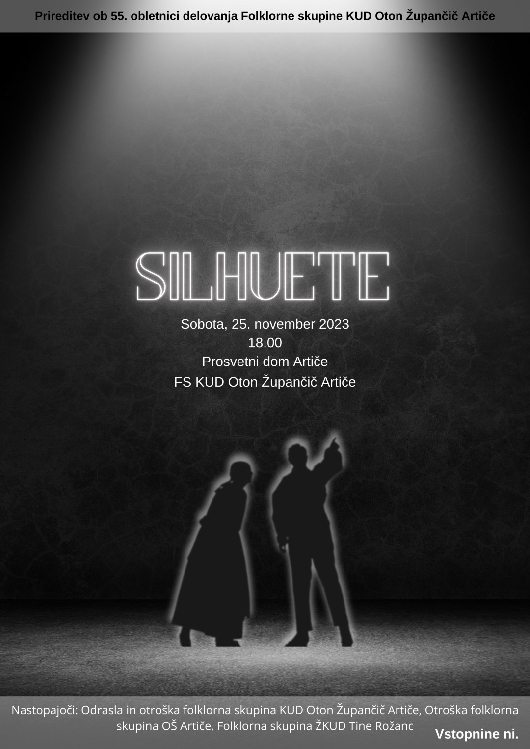 Silhuete - prireditev ob 55. obletnici FS KUD Oton Župančič Artiče
