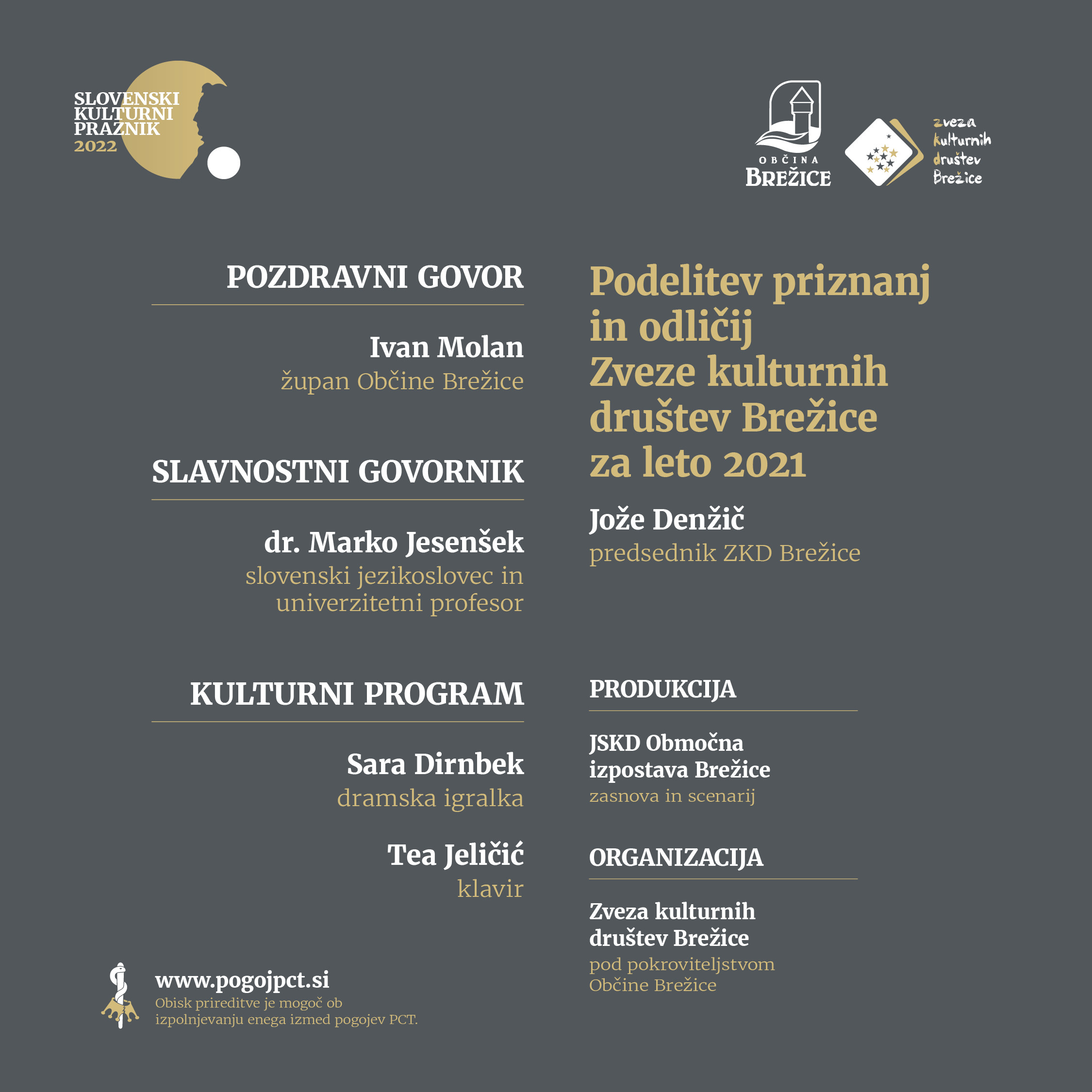 Slavnostna prireditev ob slovenskem kulturnem prazniku 2022