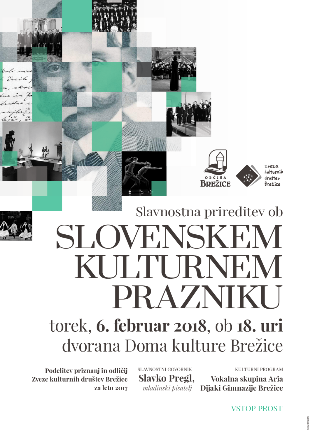 Slavnostna prireditev ob slovenskem kulturnem prazniku s podelitvijo priznanj in odličij ZKD Brežice za leto 2017