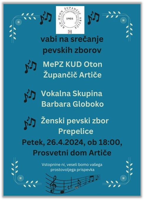 Srečanje pevskih zborov v Artičah