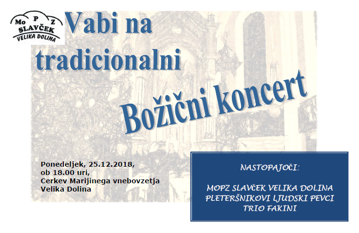 Tradicionalni božični koncert MoPZ KUD Slavček