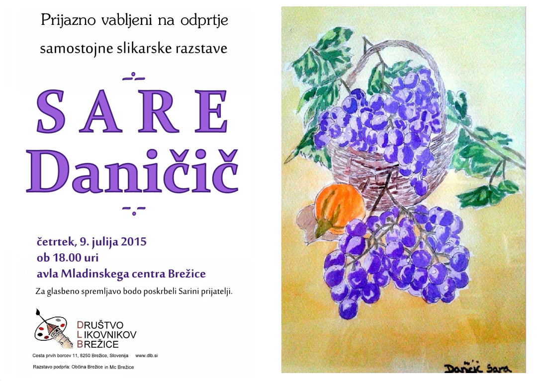 Vabilo DLB - razstava SARA Daničič
