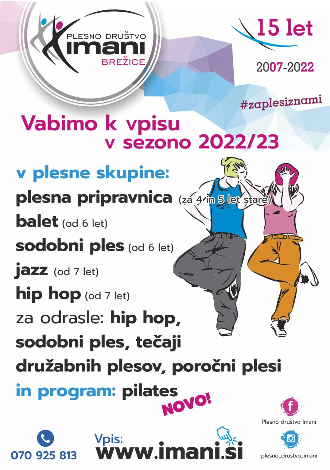 Vabilo k vpisu - Plesno društvo Imani