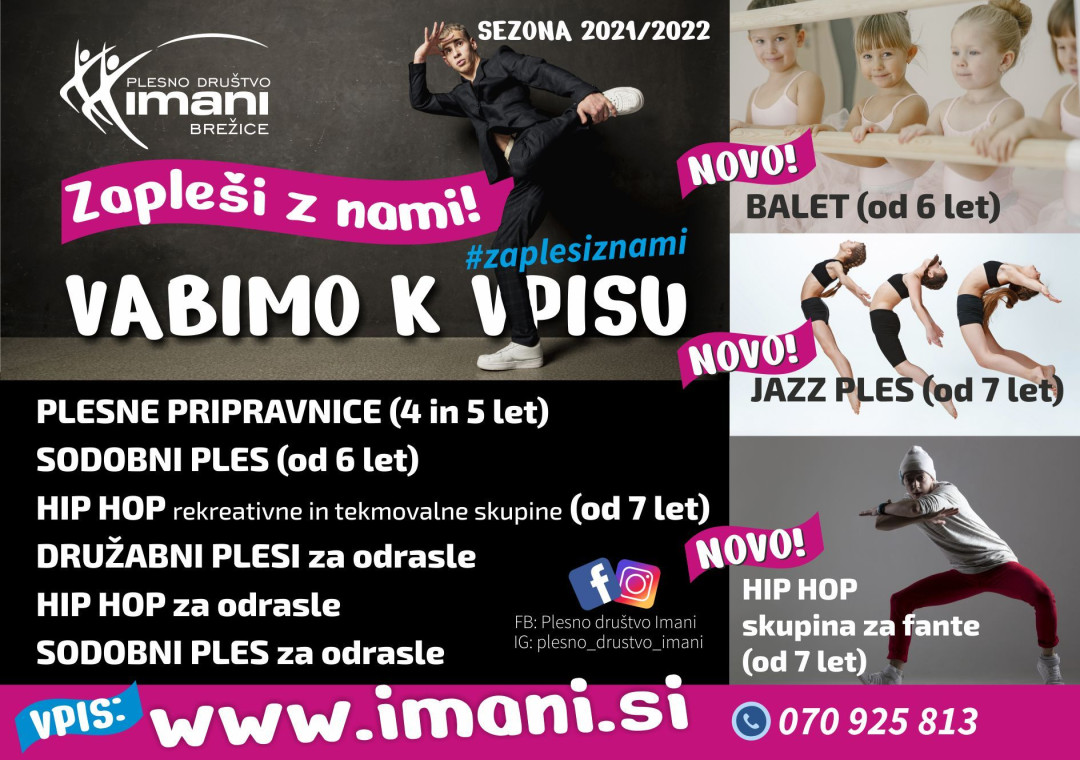 Vabilo k vpisu  - Plesno društvo Imani