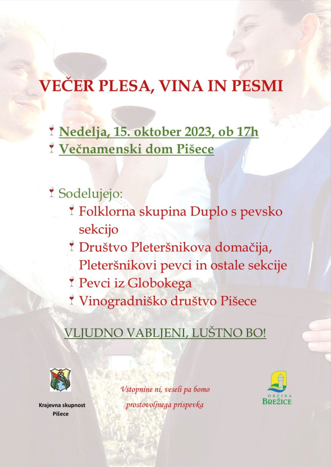 Večer plesa, pesmi in viva