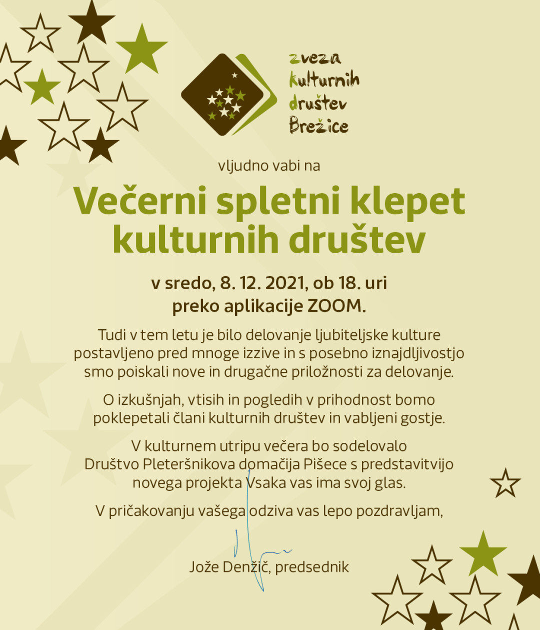 Večerni spletni klepet kulturnih društev 2021