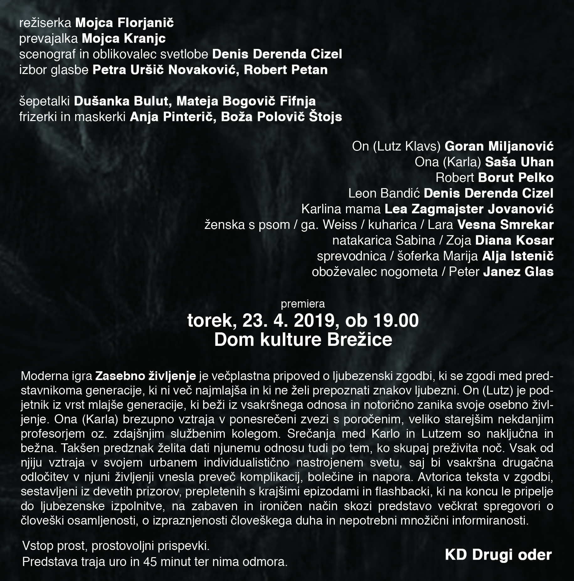 Zasebno življenje - premiera gledališke predstave