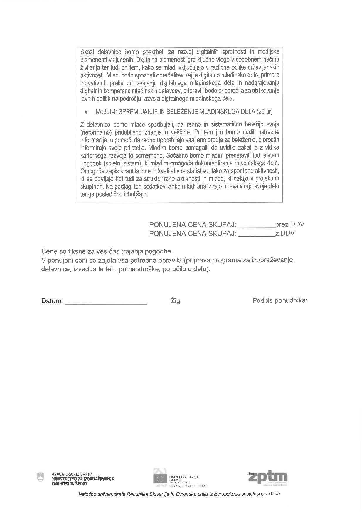 Javno povabilo za izvedbo delavnic Mladinsko delo