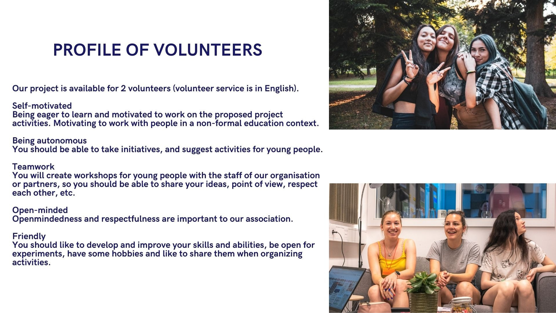 Call for the volunteers