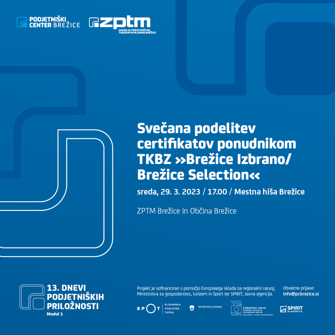 Svečana podelitev certifikatov ponudnikom TKBZ »Brežice Izbrano/Brežice Selection«