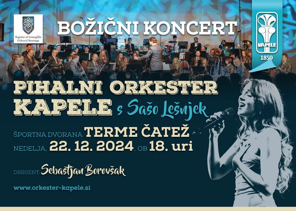 Božični koncert Pihalnega orkestra Kapele s Sašo Lešnjek