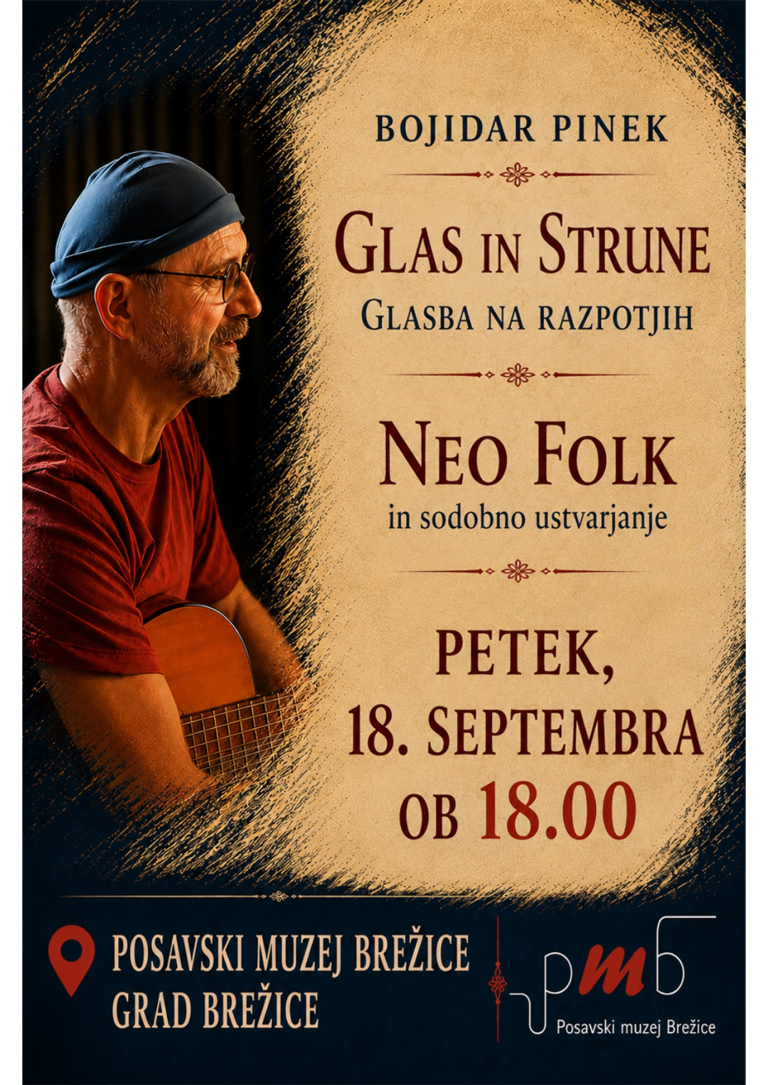 Koncert Bojidarja Pineka: Glas in strune. Glasba na razpotjih