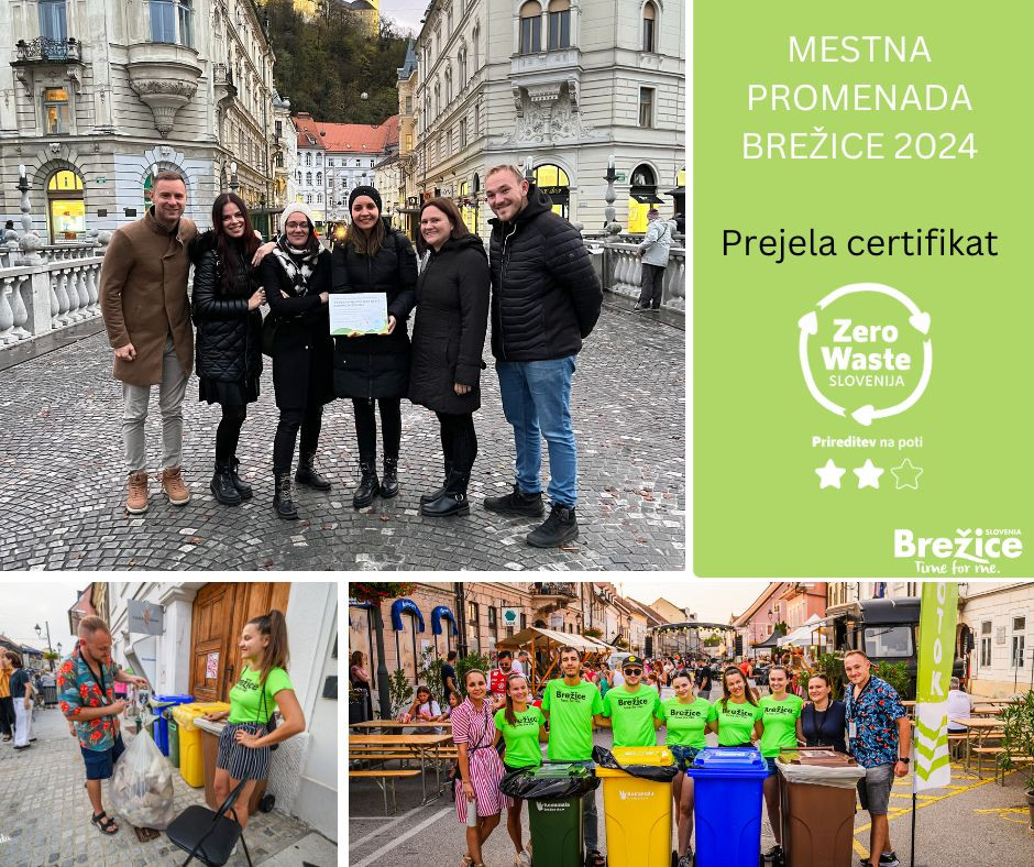 Mestna promenada Brežice 2024 prejemnica naziva Prireditev na poti zero waste z dvema zvezdicama