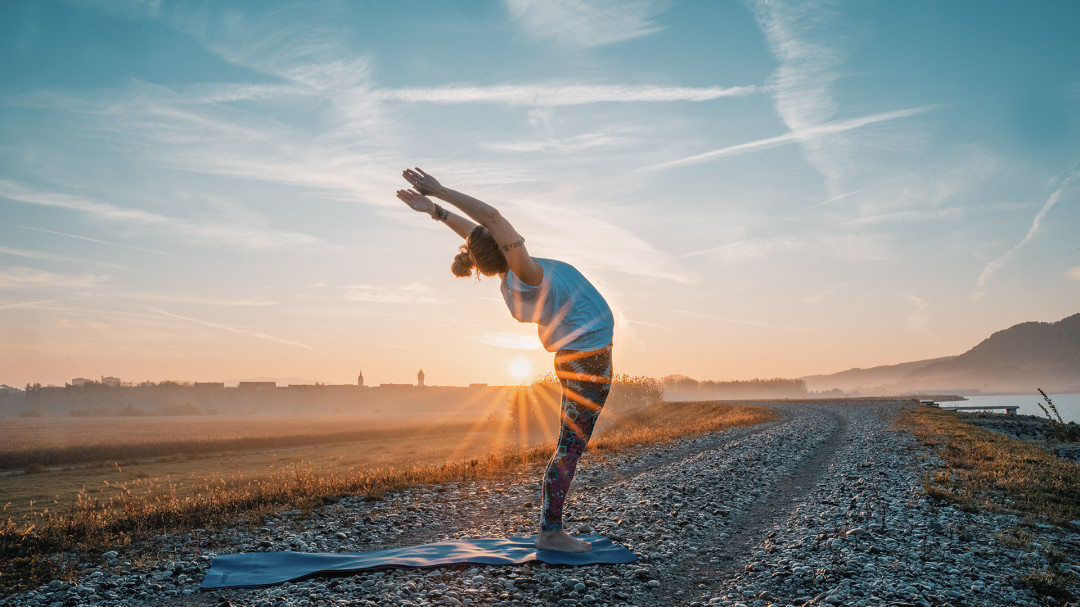 Sunset yoga meditation
