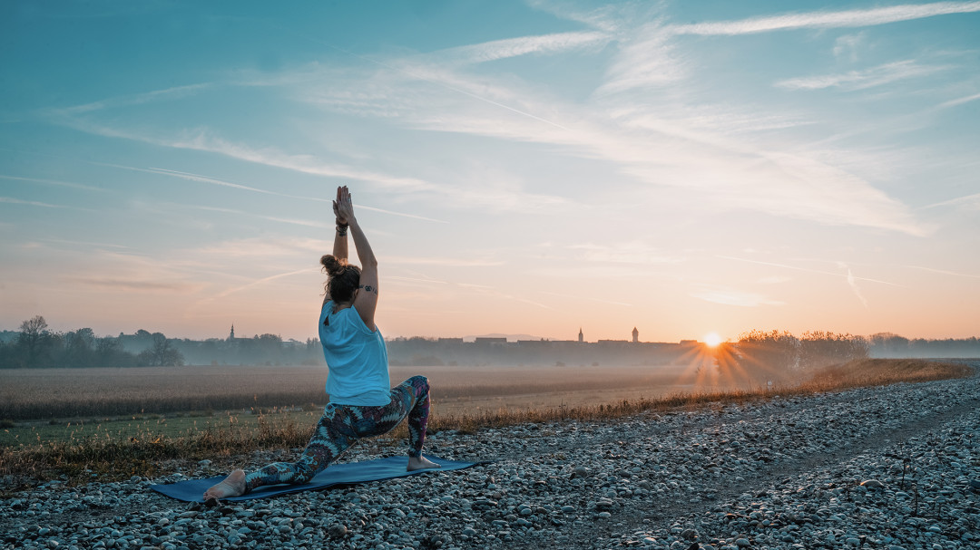 Sunset yoga meditation