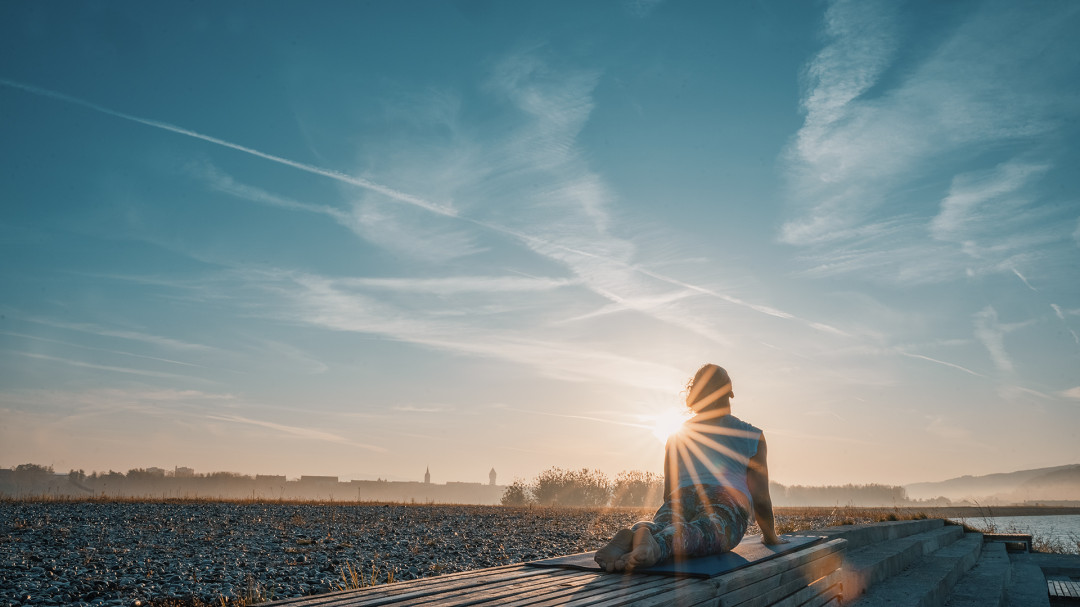 Sunset yoga meditation